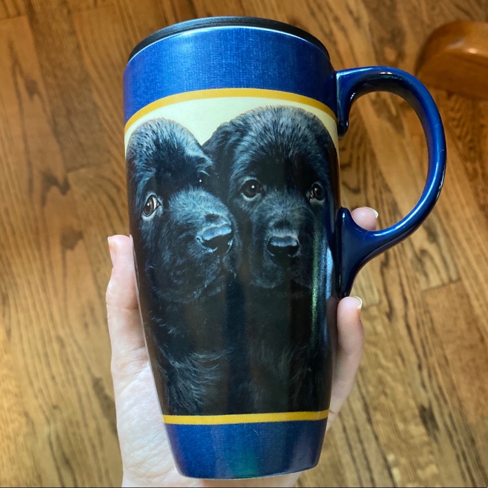 Labrador puppies coffee mug blue